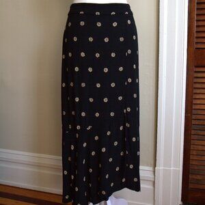 Madewell Flounce-Hem Midi Skirt in Bloom Dot / True Black Minimalist